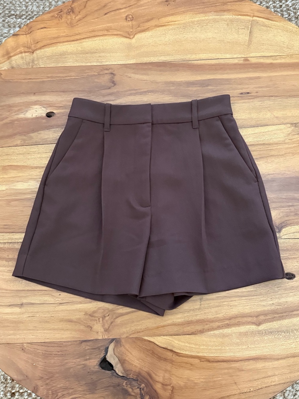 Abercrombie & Fitch Chocolate Brown High-Waist Tailored Shorts